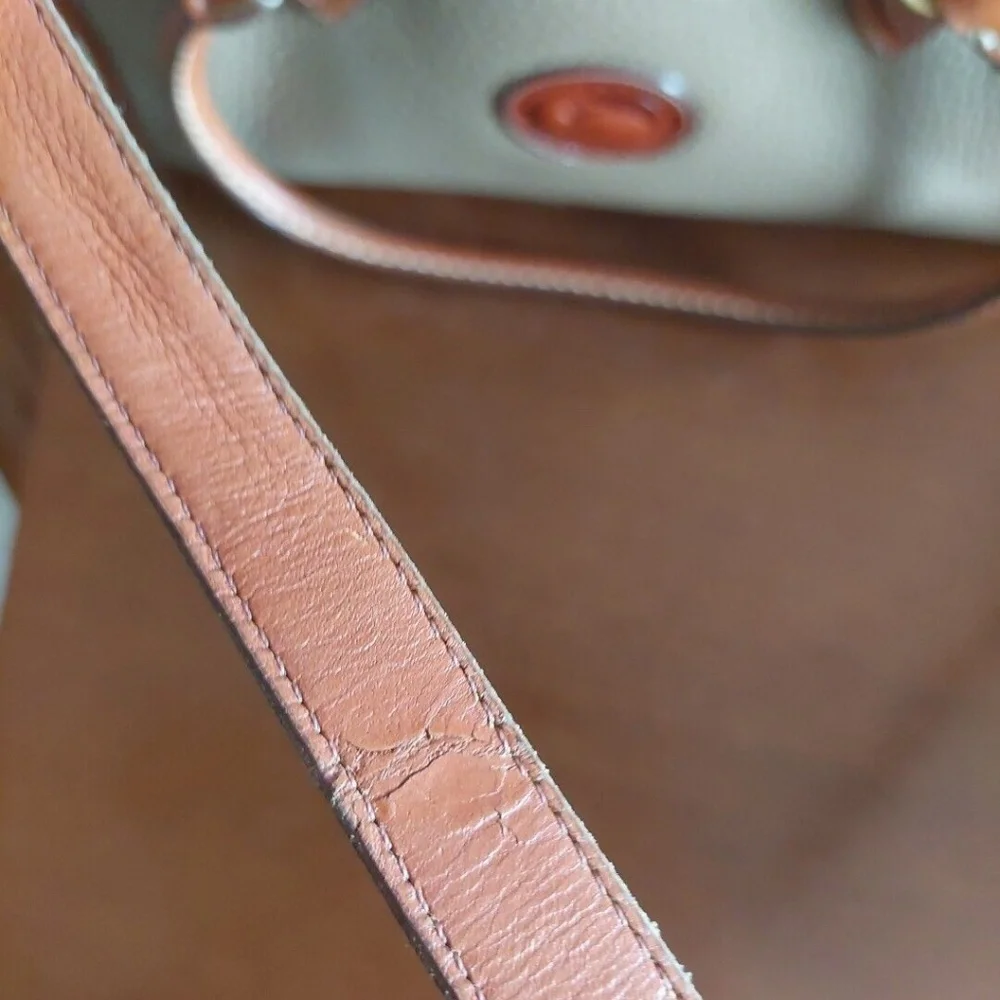 Dooney & Bourke Gray and Tan Pebbled Leather Satchel